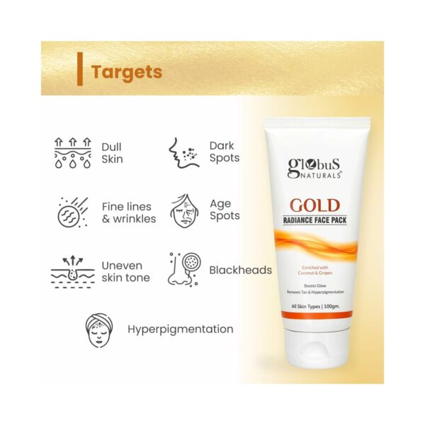 Globus Naturals Gold Radiance Anti Ageing & Brightening Face Pack Enriched With Saffron (2 Pcs) - Globus Naturals