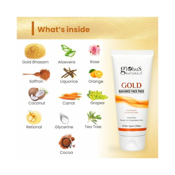 Globus Naturals Gold Radiance Anti Ageing & Brightening Face Pack Enriched With Saffron (2 Pcs) - Globus Naturals