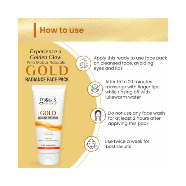 Globus Naturals Gold Radiance Anti Ageing & Brightening Face Pack Enriched With Saffron (2 Pcs) - Globus Naturals