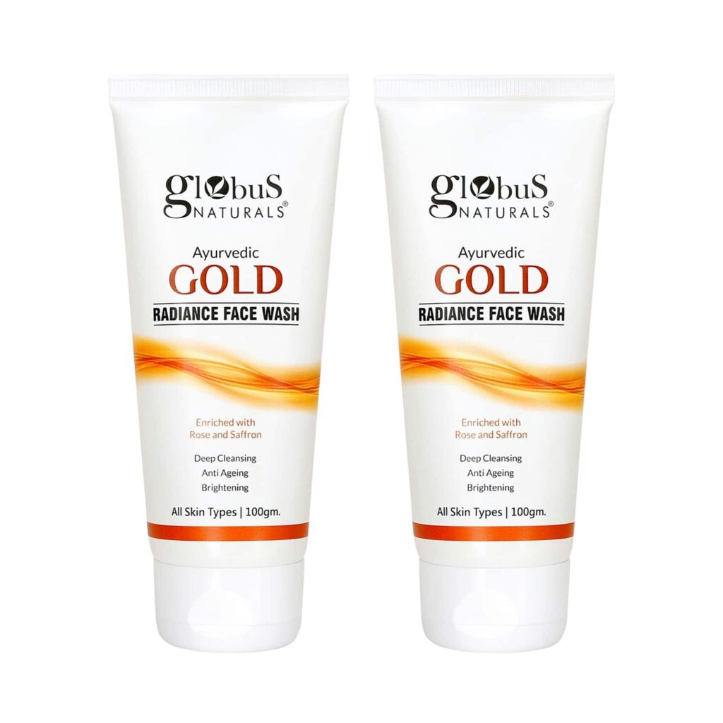 Globus Naturals Gold Radiance Anti Ageing & Brightening Face Wash Enriched With Saffron & Rose (2pc) - Globus Naturals