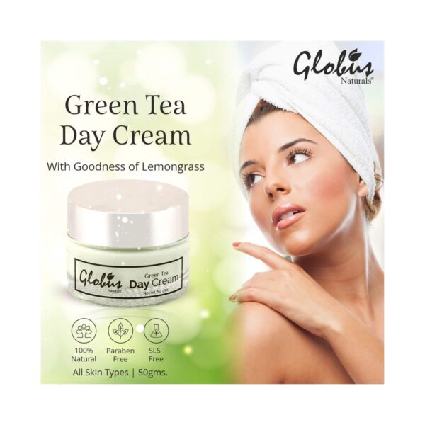Globus Naturals Green Tea Day Cream With Goodness Of Lemongrass (50g) - Globus Naturals