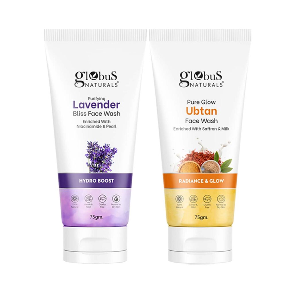 Globus Naturals Hydro Boost Lavender & Glow Ubtan Face Wash Combo (2 Pcs) - Globus Naturals