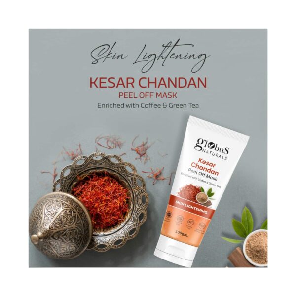 Globus Naturals Kesar Chandan Peel Off Mask Enriched With Green Tea For Skin Lightening Combo (2 Pcs) - Globus Naturals