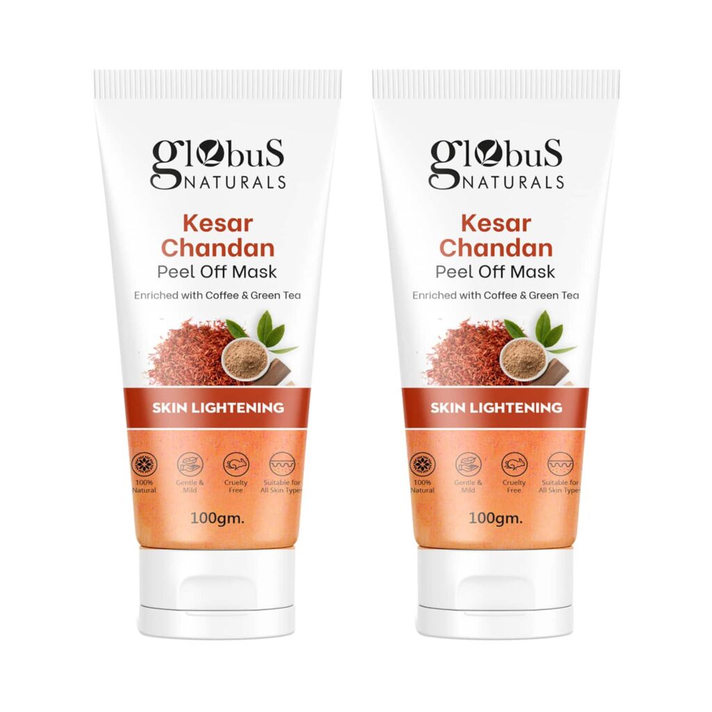 Globus Naturals Kesar Chandan Peel Off Mask Enriched With Green Tea For Skin Lightening Combo (2 Pcs) - Globus Naturals