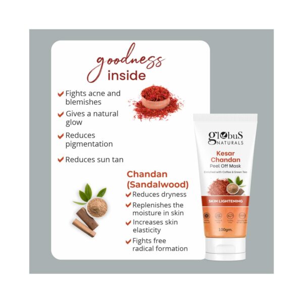 Globus Naturals Kesar Chandan Peel Off Mask Enriched With Green Tea For Skin Lightening Combo (2 Pcs) - Globus Naturals