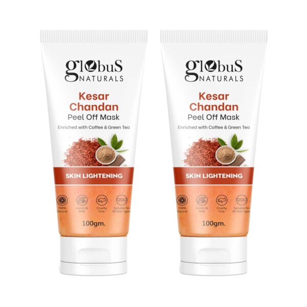 Globus Naturals Kesar Chandan Peel Off Mask Enriched With Green Tea For Skin Lightening Combo (2 Pcs) - Globus Naturals