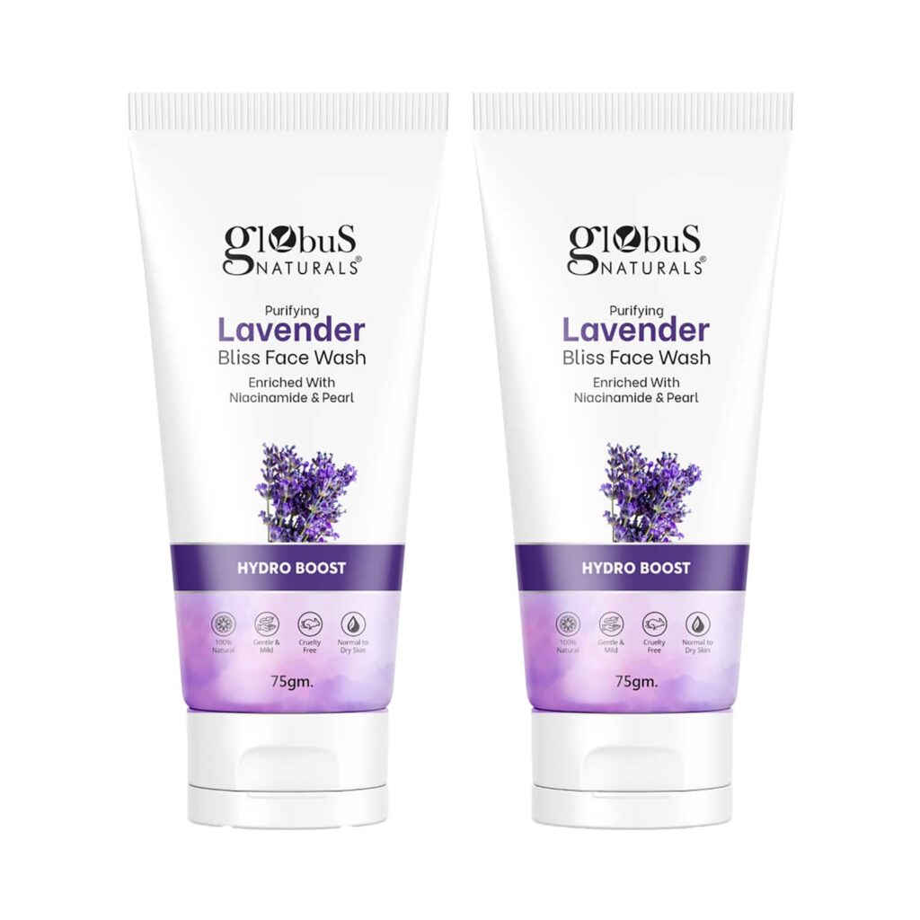 Globus Naturals Lavender Face Wash Enriched With Niacinamide & Pearl Hydro Boost Formula Combo (2 Pcs) - Globus Naturals