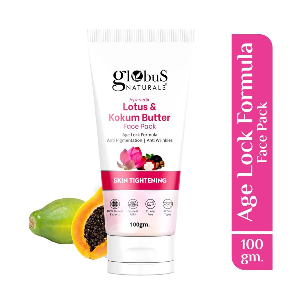 Globus Naturals Lotus & Kokum Butter Face Pack For Anti-Ageing & Skin Lightening (100g) - Globus Naturals
