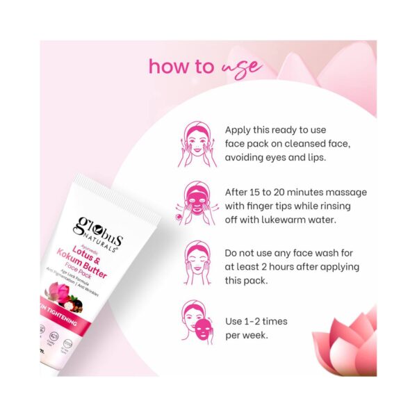 Globus Naturals Lotus & Kokum Butter Face Pack For Anti-Ageing & Skin Lightening (100g) - Globus Naturals