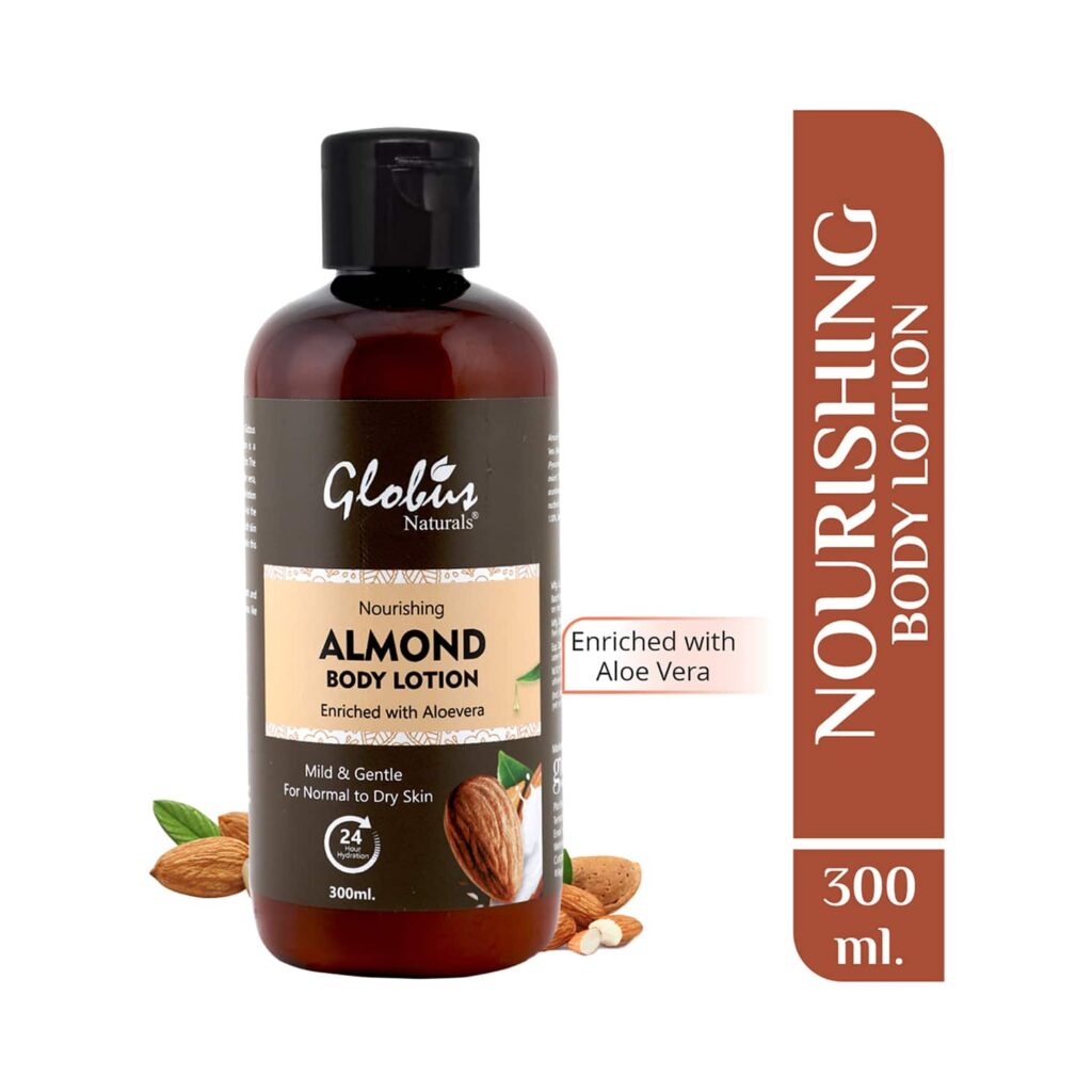 Globus Naturals Nourishing Almond Body Lotion Enriched With Aloe Vera, Coconut, Kokum Butter (300ml) - Globus Naturals