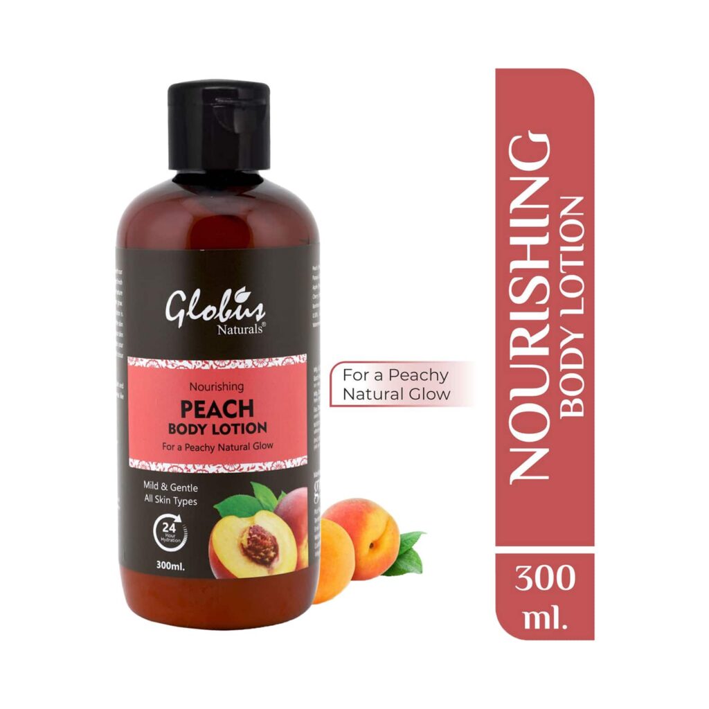 Globus Naturals Nourishing Peach Body Lotion Enriched With Aloe Vera, Plum For Natural Glow (300ml) - Globus Naturals