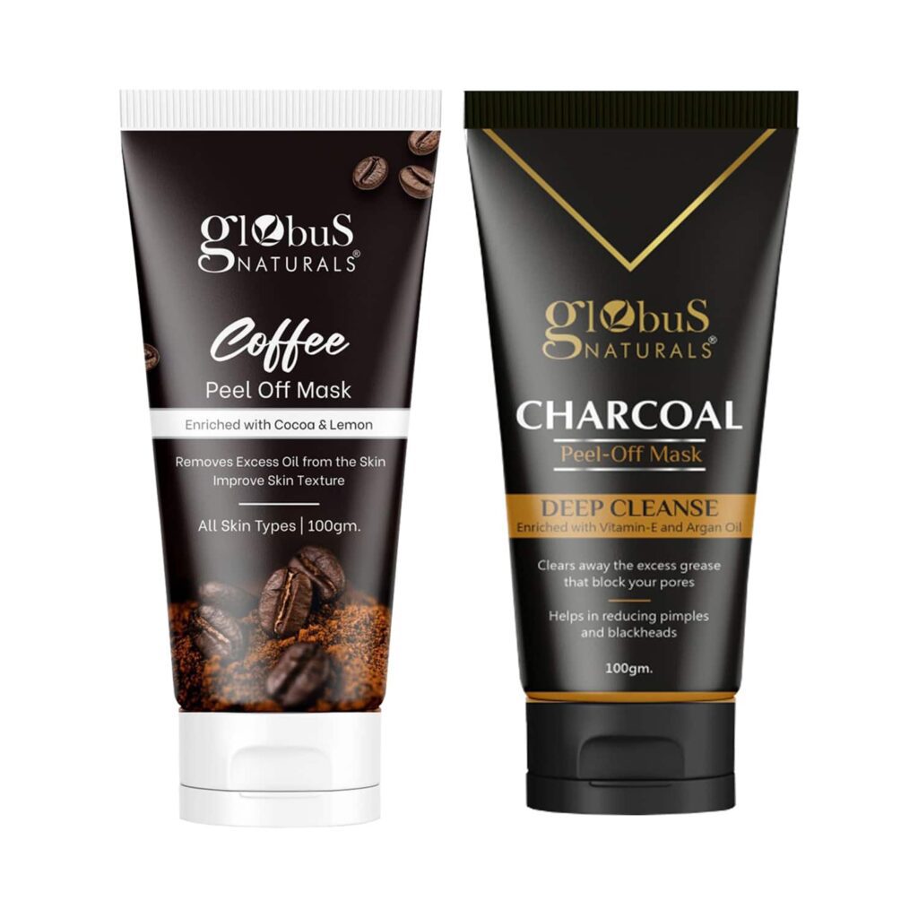 Globus Naturals Oil Control Coffee Peel Off Mask & Charcoal Peel Off Mask Combo For Women (2 Pcs) - Globus Naturals