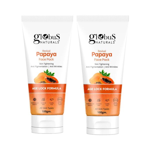 Globus Naturals Papaya Face Pack For Tan Removal, Age Lock, Pigmentation & Wrinkles Combo (2pc) - Globus Naturals