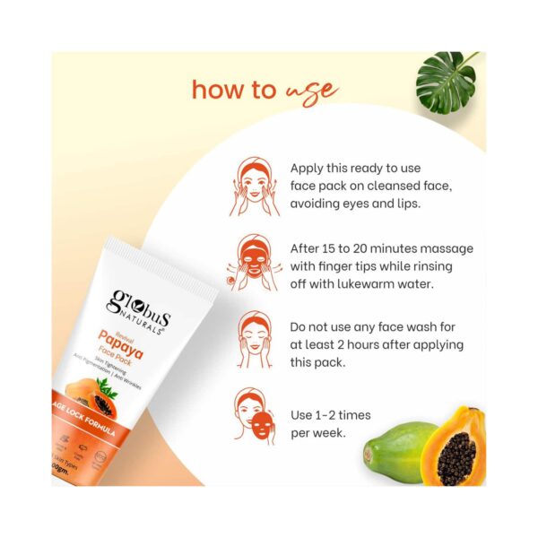 Globus Naturals Papaya Face Pack For Tan Removal, Age Lock, Pigmentation & Wrinkles Combo (2pc) - Globus Naturals