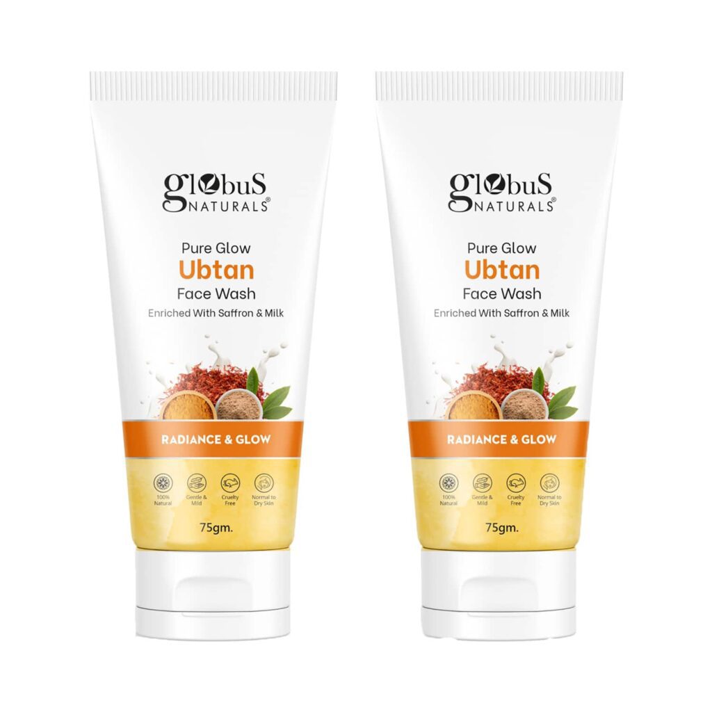 Globus Naturals Pure Glow Ubtan Face Wash Enriched With Saffron & Milk For Radiance Combo (2 Pcs) - Globus Naturals