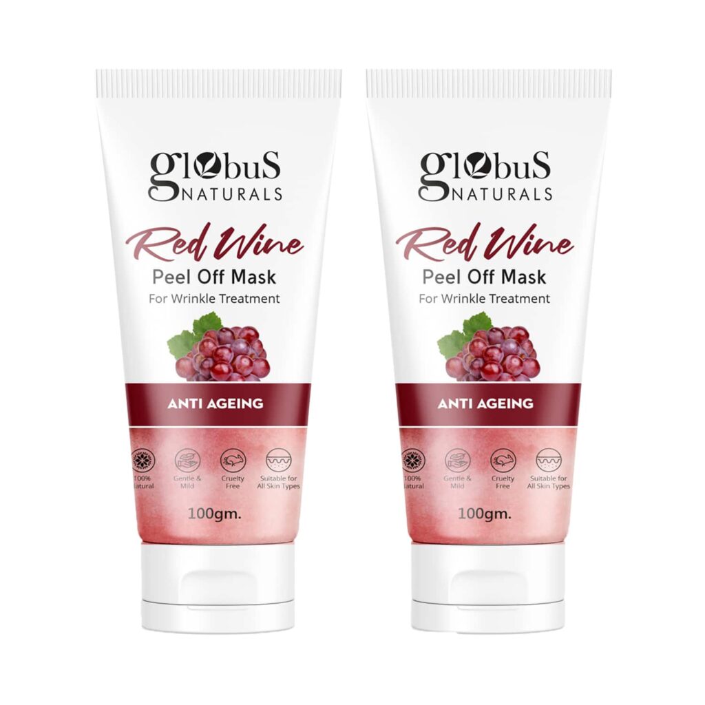Globus Naturals Red Wine Peel Off Mask For Wrinkle Treatment & Anti Ageing Formula Combo (2 Pcs) - Globus Naturals