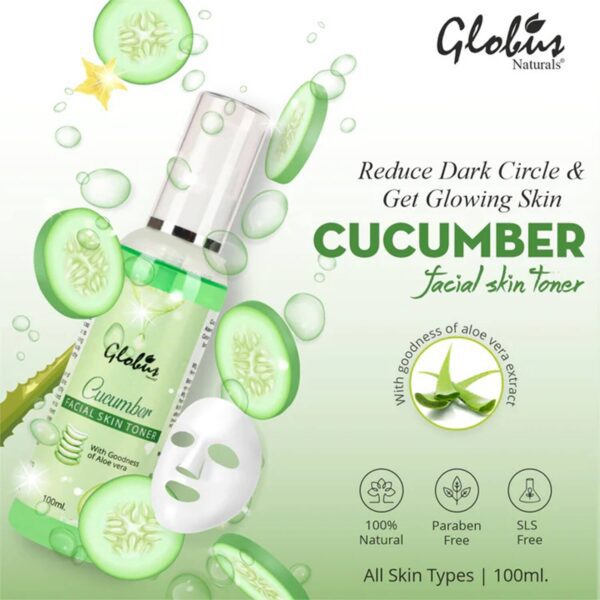 Globus Naturals Rose & Cucumber Facial Skin Toner Combo With Goodness Of Aloe Vera Extract (100 ml) - Globus Naturals
