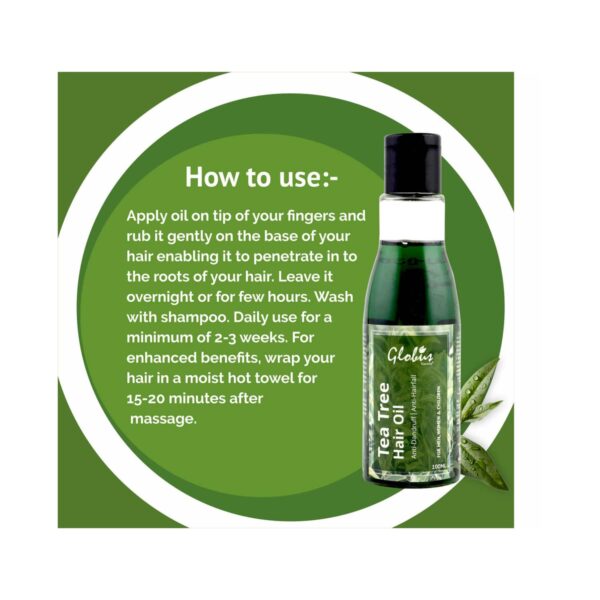 Globus Naturals Tea Tree Hair Oil For Dandruff & Itchy Scalp Conditions With 14 Ayurvedic Herbs (100ml) - Globus Naturals