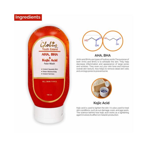 Globus Remedies Aha, Bha & Kojic Acid Face Wash - (3 Pcs) - Globus Remedies