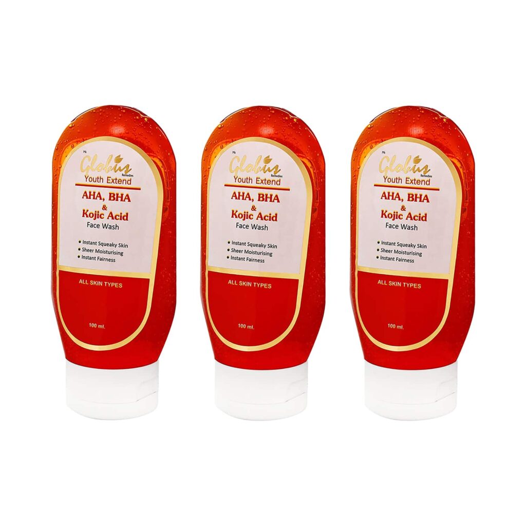 Globus Remedies Aha, Bha & Kojic Acid Face Wash - (3 Pcs) - Globus Remedies