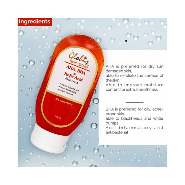 Globus Remedies Aha, Bha & Kojic Acid Face Wash - (3 Pcs) - Globus Remedies