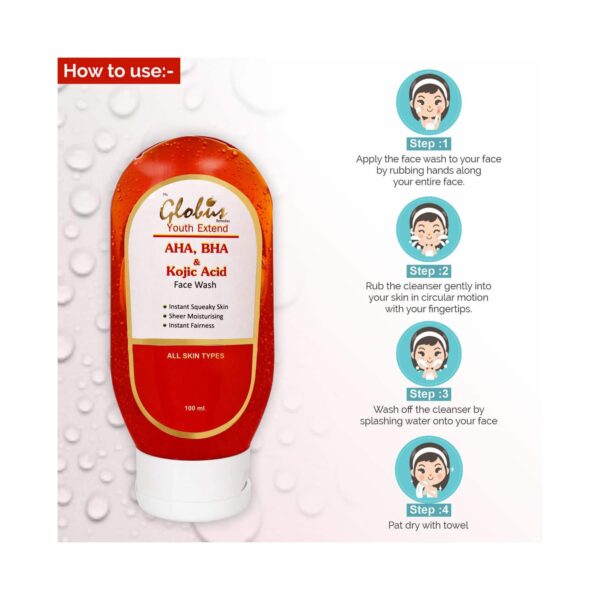 Globus Remedies Aha, Bha & Kojic Acid Face Wash - (3 Pcs) - Globus Remedies