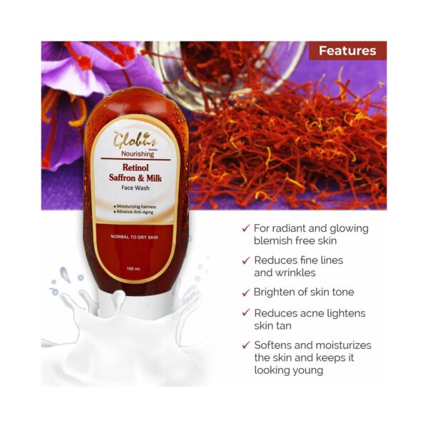Globus Remedies Retinol Saffron & Milk Nourishing Face Wash - (2 Pcs) - Globus Remedies