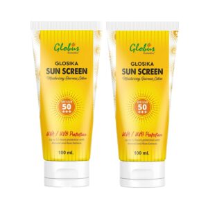 Globus Remedies Sunscreen Lotion SPF 50 Up To 12 Hr Protection With Almond & Rose Extract Combo (2pc) - Globus Remedies