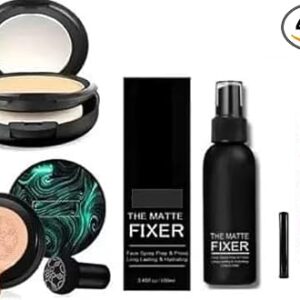 Glowhouse Sunisa Foundation Bb and Cc Cream With Air Cushion, 2in1 Makeup Compact With Makeup Fixer With Long Lasting And Water Proof Eyeliner Combo of 4 Items