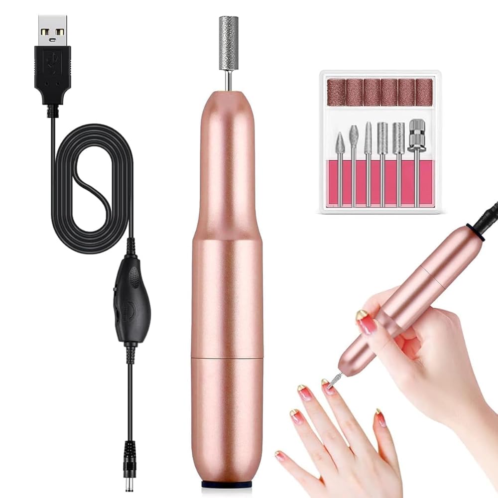 GOODIEBOX Electric Nail Drill File Professional Nail Drill Machine Kit Manicure Pedicure Tools Polishing Set with 6 Nail Drill Bits & Sanding Paper for manicure pedicure uses