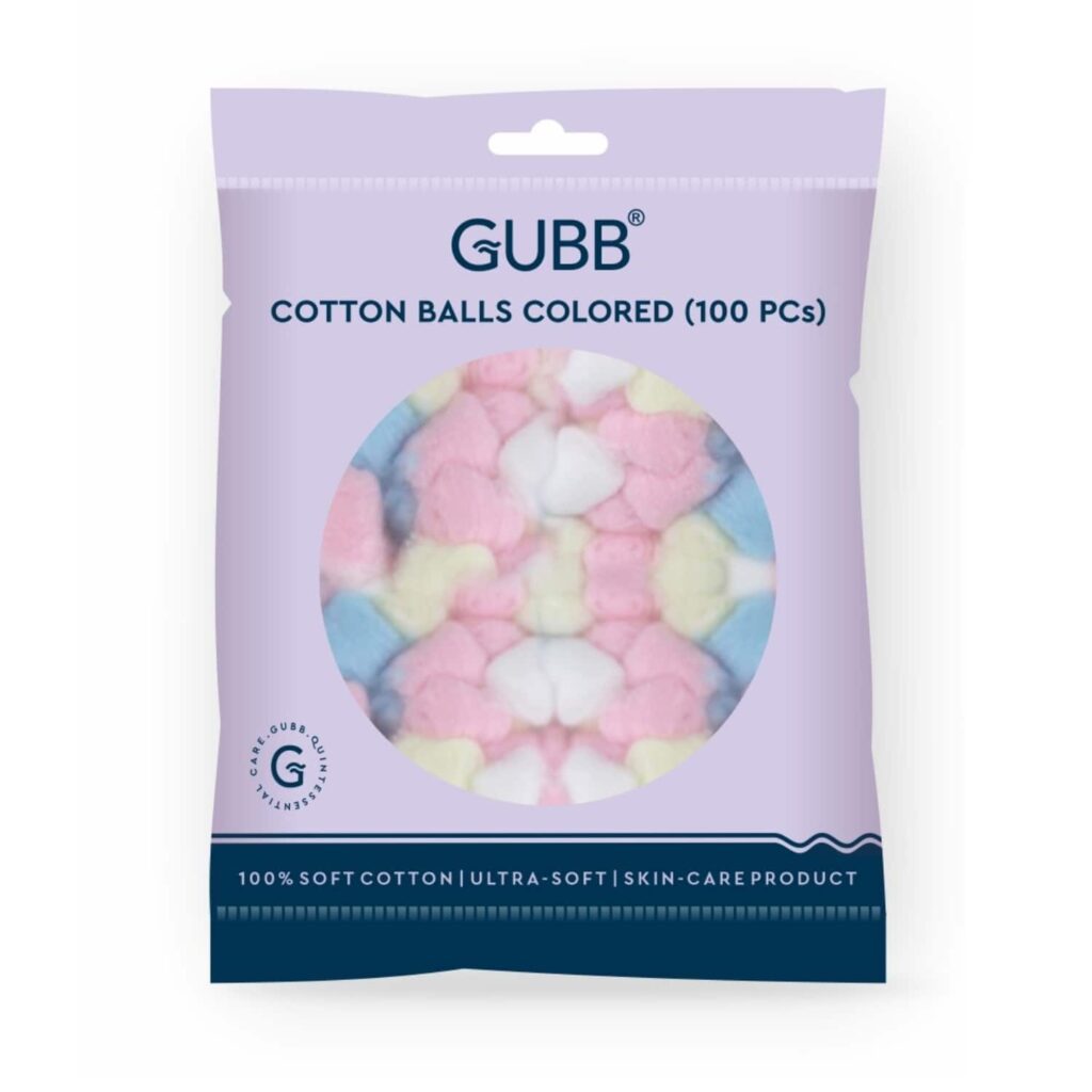 GUBB Coloured Cotton Balls - 100Pcs (60g) - GUBB