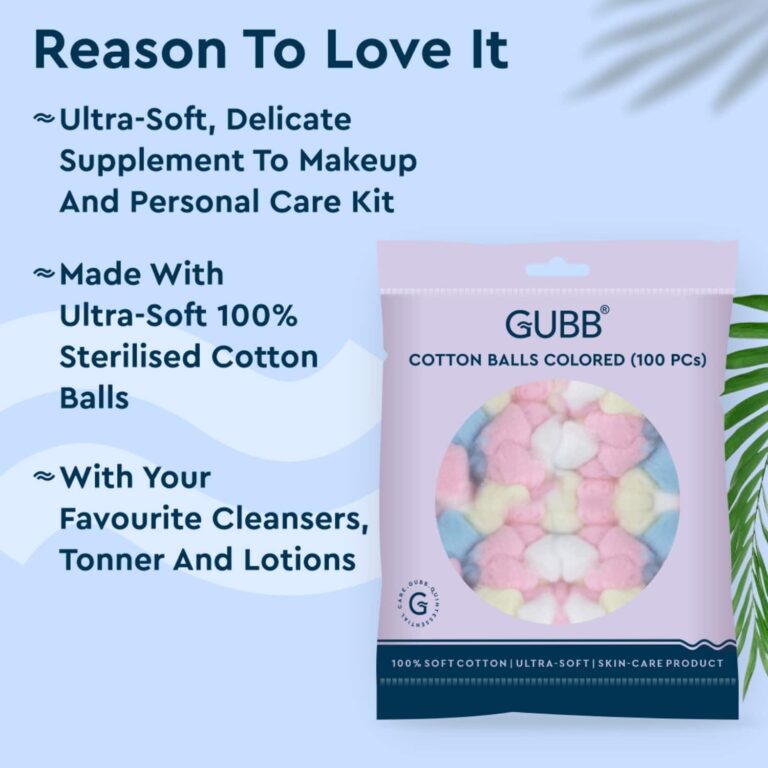 GUBB Coloured Cotton Balls - 100Pcs (60g) - GUBB