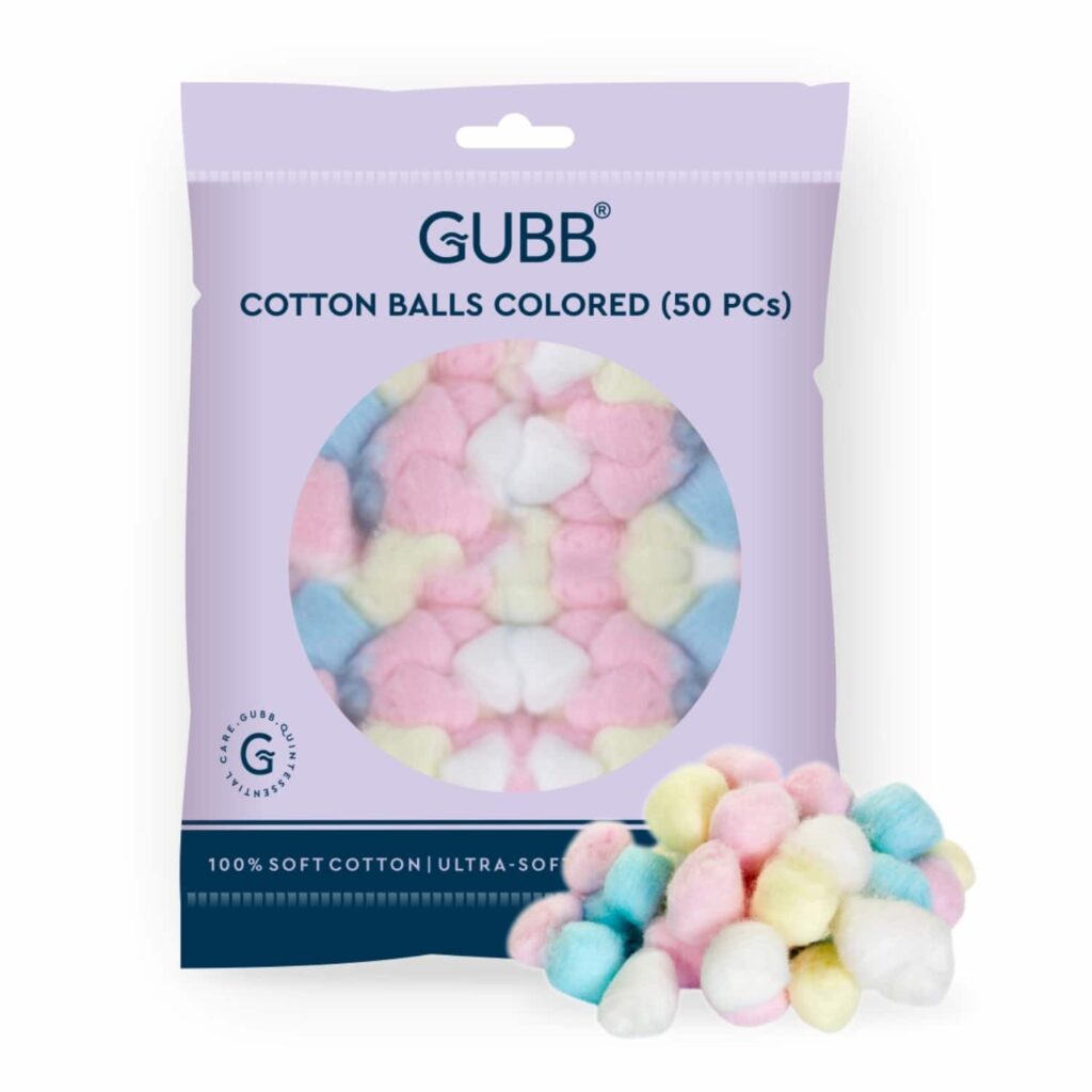 GUBB Coloured Cotton Balls- 50Pcs (40g) - GUBB