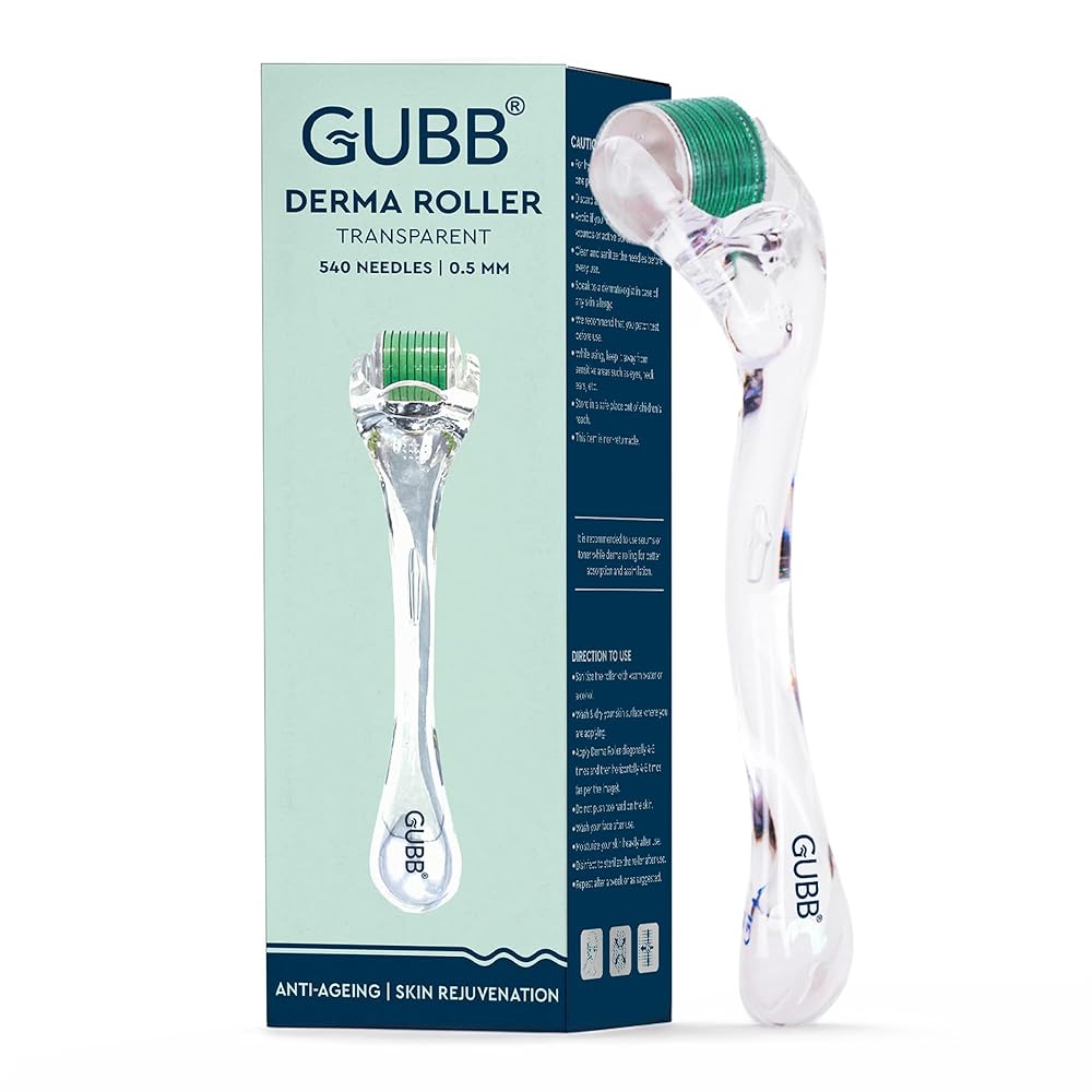 GUBB Derma Roller 0.5mm for Face - Microneedling Tool for Acne Scars,Wrinkles,Beard Growth Stimulator,Skin Rejuvenation,Stretch Marks,Glowing Skin and Hair Regrowth -...