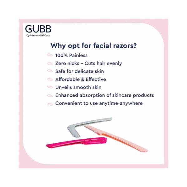 GUBB Face & Eyebrow Razor - 3 Foldable Facial Razors (50g) - GUBB