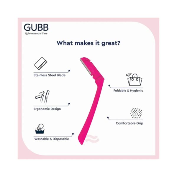 GUBB Face & Eyebrow Razor - 3 Foldable Facial Razors (50g) - GUBB