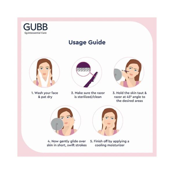 GUBB Face & Eyebrow Razor - 3 Foldable Facial Razors (50g) - GUBB