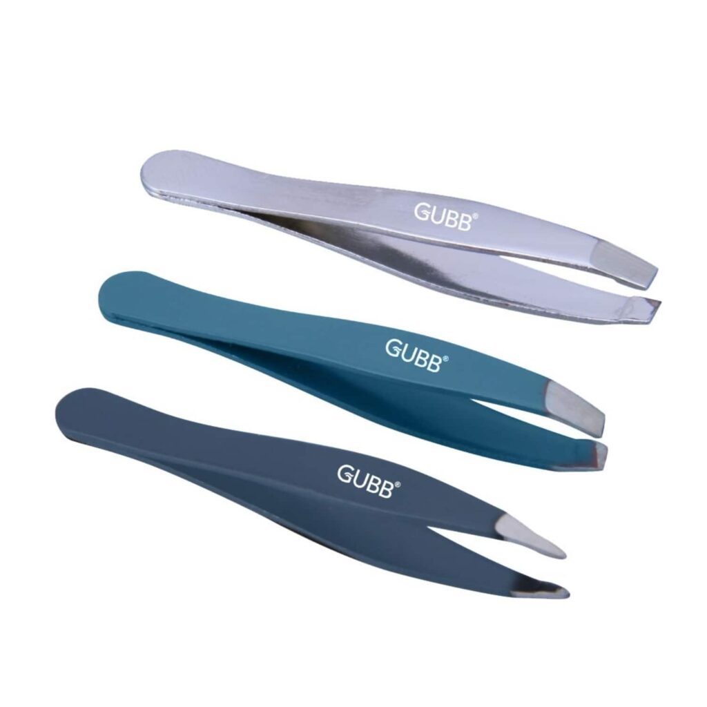 GUBB Trio Mini Tweezer Set - Slant Tip Tweezer Flat Tweezer & Pointed Tweezer (40g) - GUBB