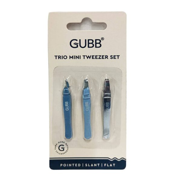 GUBB Trio Mini Tweezer Set - Slant Tip Tweezer Flat Tweezer & Pointed Tweezer (40g) - GUBB