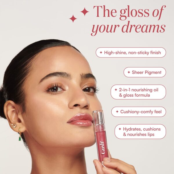 Gush Beauty Glaze Lip Oil Gloss High Shine & Hydrating Lip Gloss - Wine O'Clock (2.8ml) - Gush Beauty