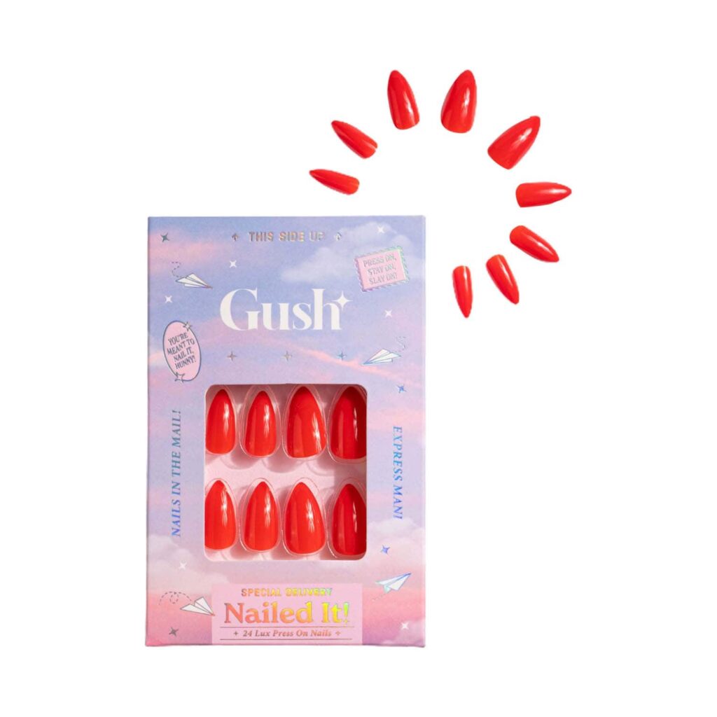 Gush Beauty Nailed It Reusable Luxury Press On Nails - Candy Apple Red - Medium Almond (8 pcs) - Gush Beauty