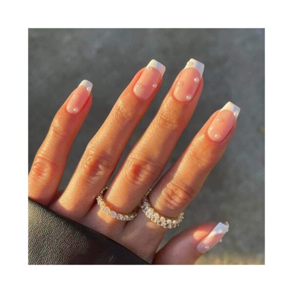 Gush Beauty Nailed It Reusable Luxury Press On Nails - French Gems - Medium Square (8 pcs) - Gush Beauty