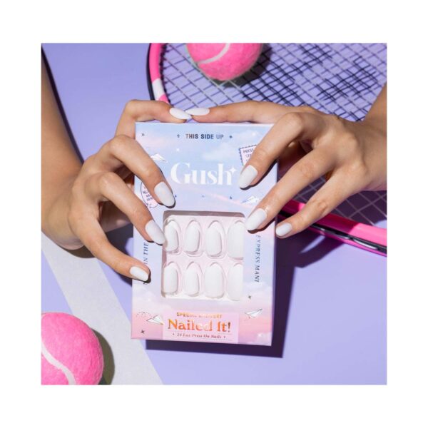 Gush Beauty Nailed It Reusable Luxury Press On Nails - Milky White - Medium Almond (8 pcs) - Gush Beauty