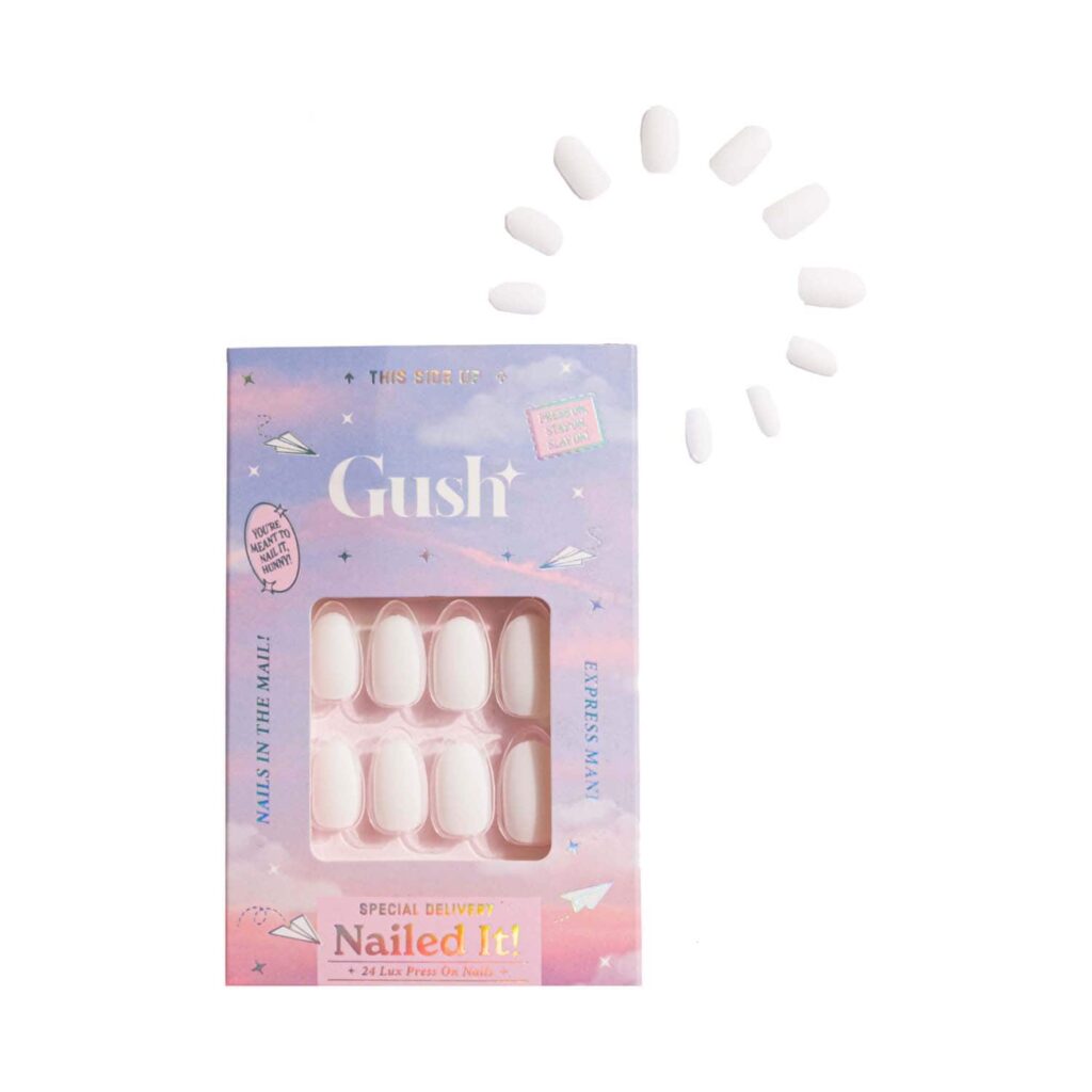 Gush Beauty Nailed It Reusable Luxury Press On Nails - Milky White - Medium Almond (8 pcs) - Gush Beauty