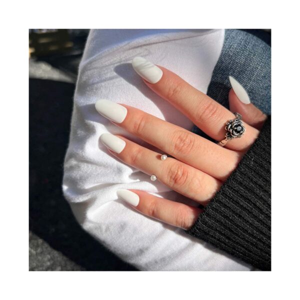 Gush Beauty Nailed It Reusable Luxury Press On Nails - Milky White - Medium Almond (8 pcs) - Gush Beauty
