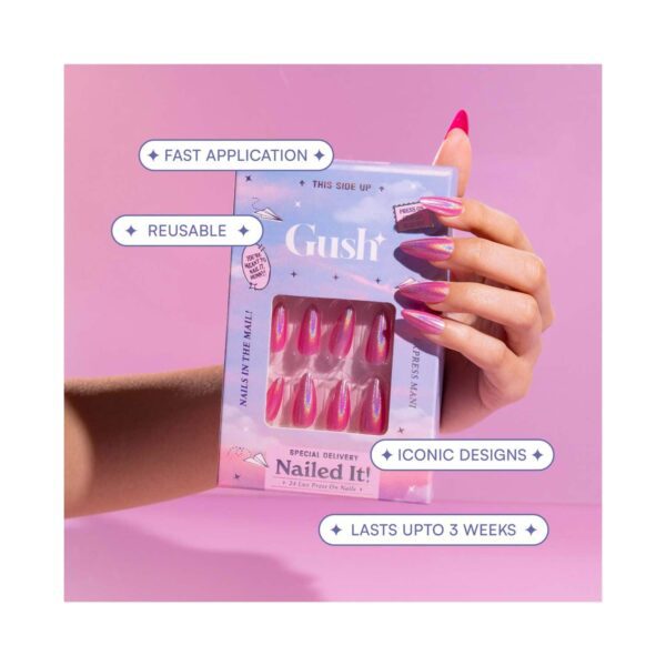 Gush Beauty Nailed It Reusable Luxury Press On Nails - Noir Swirl- Medium to Long Almond (8 pcs) - Gush Beauty