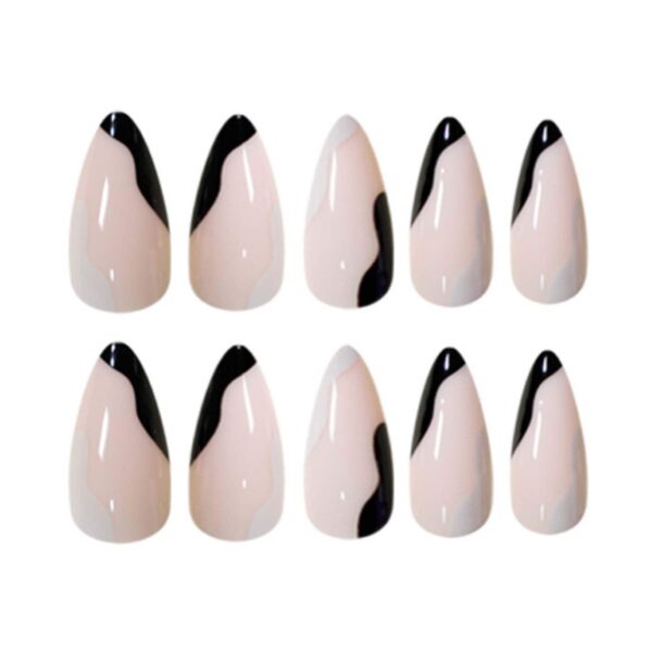 Gush Beauty Nailed It Reusable Luxury Press On Nails - Noir Swirl- Medium to Long Almond (8 pcs) - Gush Beauty