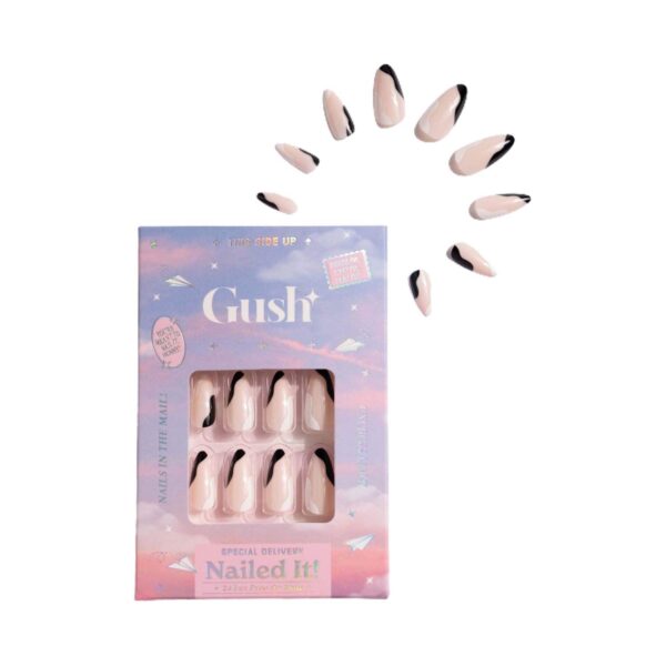 Gush Beauty Nailed It Reusable Luxury Press On Nails - Noir Swirl- Medium to Long Almond (8 pcs) - Gush Beauty