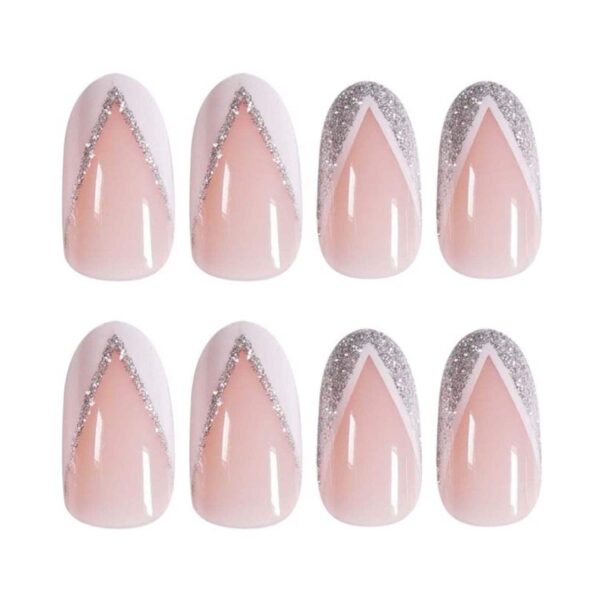 Gush Beauty Nailed It Reusable Luxury Press On Nails - Shimmery French Tips - Medium Round (8 pcs) - Gush Beauty