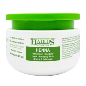 HABIBS COSMETICS Natural Henna Mehndi Powder Enriched With Bhringraj, Amla, Brahmi,Jatamansi For Natural Hair Coloring, 200Gm, Pack Of 1
